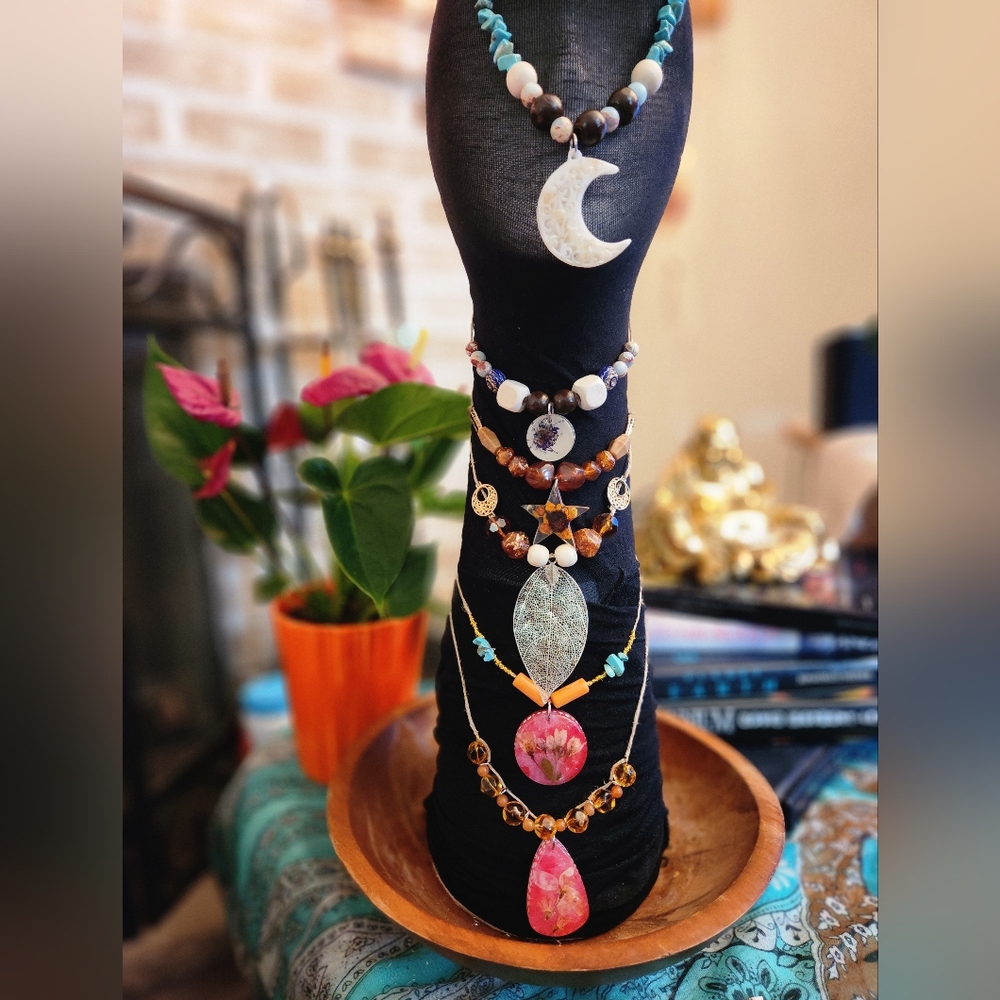 Handmade pressed flower necklaces
